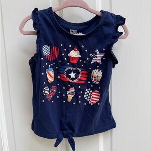 Epic Threads 3T Girls Red White Blue Patriotic 4th of July Short Sleeve Blouse